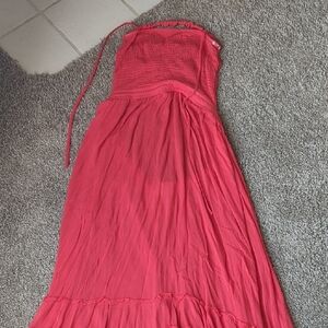 Chic Strapless Coral Dress
